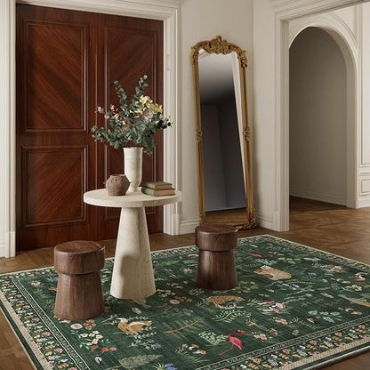 Machine Washable Rugs for Living Room: 6x9 Area Rugs for Bedroom Vintage Rugs Stain Resistant Non Slip Low Pile Soft Carpet Rug for Kitchen Dining Room Farmhouse Nursery Kids Room Indoor