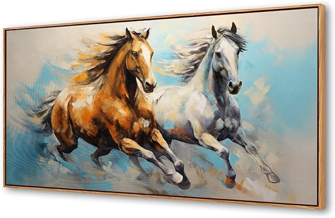 YYYYHPP WKYP2275 Wall Art Horses Pictures Canvas Wall Art Wood Framed Canvas Prints Painting Horses Pictures Ready to Hang for Living Room Bedroom Kitchen Home and Office Wall Decor