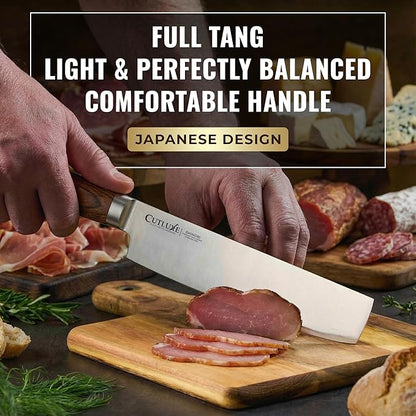 Cutluxe Nakiri Knife – Ultra Sharp 7" Meat and Vegetable Japanese Knife for Chopping, High Carbon Stainless Steel Blade, Full Tang Pakkawood Handle – Shinobi Series