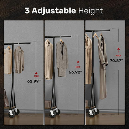 MAXLEAD Clothes Rack, Clothing Rack with Wood Shelves 500 LBS Heavy Duty Garment Rack for Hanging Clothes Portable Closet Sturdy Coat Rack for Bedroom, Living Room, Laundry, Balcony, Black