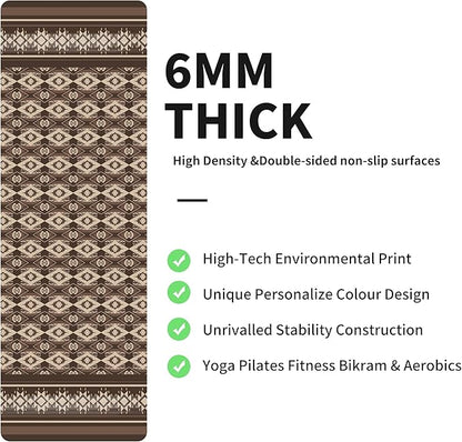 nuveti Yoga Mat Print Extra Thick TPE Non Slip Fitness Exercise Mat with Carrying Bag,72"x24" Extra Thick 6MM Exercise & Workout Mat for Yoga, Pilates Fitness and Floor Exercises