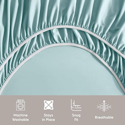 Nestl King Sheet Set - Luxury 1800 Ultra-Soft Microfiber King Bed Sheets - Double Brushed - Deep Pockets - Easy Fit - 4 Piece Set - Bedding Sheets & Pillowcases (King, Light Blue)
