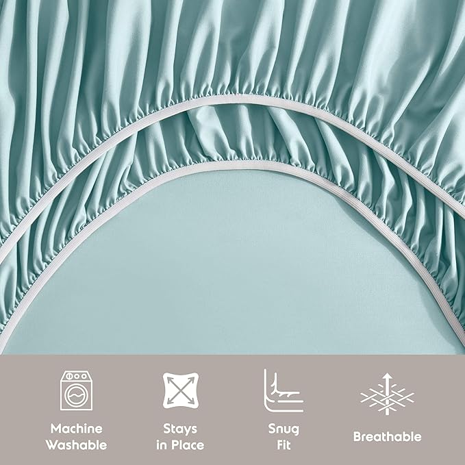 Nestl Split King Sheet Set - 1800 Ultra-Soft Microfiber Bed Sheets - Double Brushed - Deep Pockets - Easy Fit - 5 Piece Set - Bed Sheets & Pillowcases (Split King Size, Light Blue)
