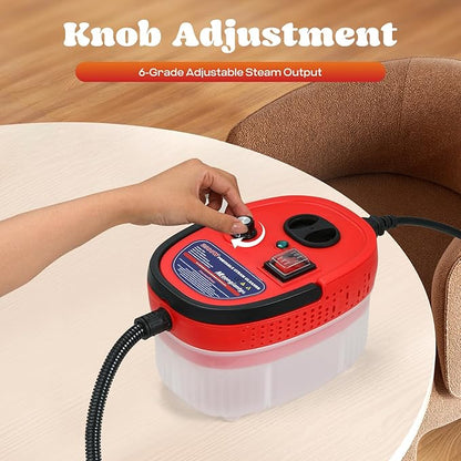 Moongiantgo Handheld Steam Cleaner, 2500W High Pressure Steamer for Cleaning, Portable Pressurized Cleaning Machine for Home Kitchen Car Detailing Grout Tile Bathroom with 1200ml Water Tank (Red)