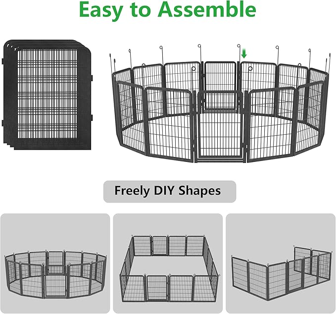 Dog Playpen Outdoor, 40" Height 28 Panels Pet Fence with Low Threshold Full Gate, Large Dog Fence Outdoor for Yard, Heavy Duty Pet Playpen Metal Play Pen Fence for RV Camping