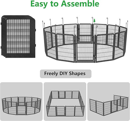 Dog Playpen Outdoor, 40" Height 28 Panels Pet Fence with Low Threshold Full Gate, Large Dog Fence Outdoor for Yard, Heavy Duty Pet Playpen Metal Play Pen Fence for RV Camping