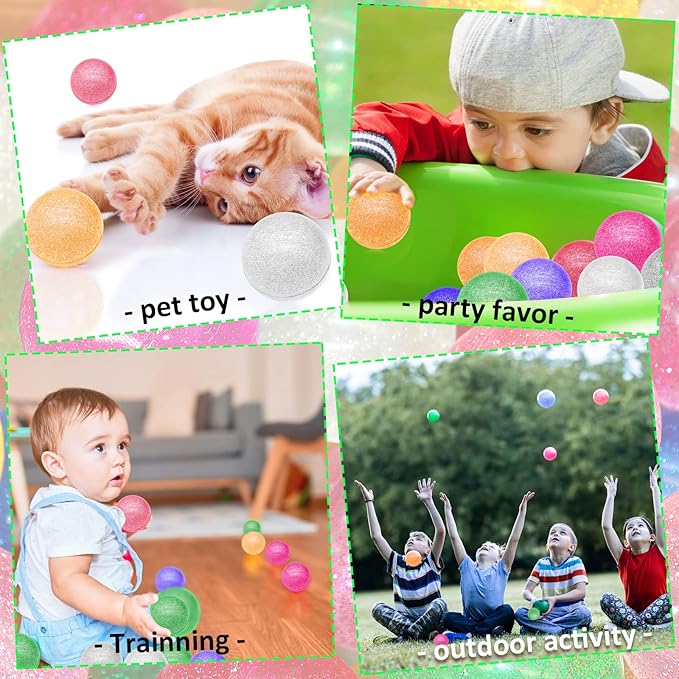 84 Pcs Glitter Bouncy Balls for Kids Party Favors, 6 Colors Rubber Bounce Balls Bulk 45 mm ICY Large Hi Bounce Balls Assorted Colorful High Bouncing Ball for Boys Gilrs Birthday Carnival Prizes