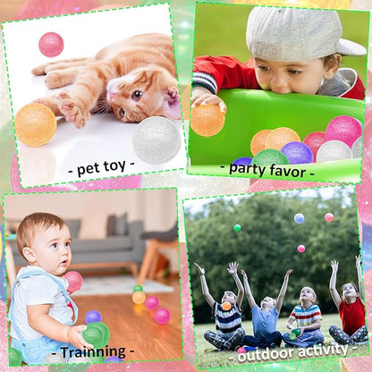 84 Pcs Glitter Bouncy Balls for Kids Party Favors, 6 Colors Rubber Bounce Balls Bulk 45 mm ICY Large Hi Bounce Balls Assorted Colorful High Bouncing Ball for Boys Gilrs Birthday Carnival Prizes