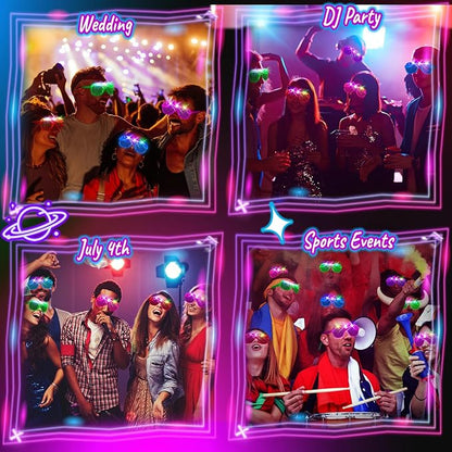 HONLYNE105 PCS LED Glasses, Glow in the Dark Party Supplies Light Up Glasses for Kids Adults, Neon Flashing Glasses Glow Party Glow Glasses Bulk Party Pack for Halloween Birthday Wedding Rave Carnival