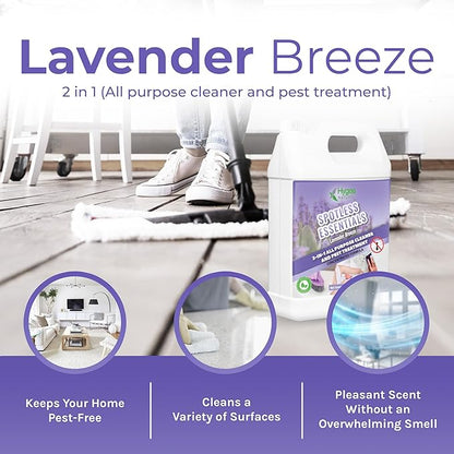 Hygea Natural Spotless Essentials - Concentrated Multi-Surface Cleaner for Home & Kitchen - Eliminates Dust Mites, Bed Bugs, Ants, Lice - Child & Pet Friendly - 128oz (Lavender Breeze Scent)