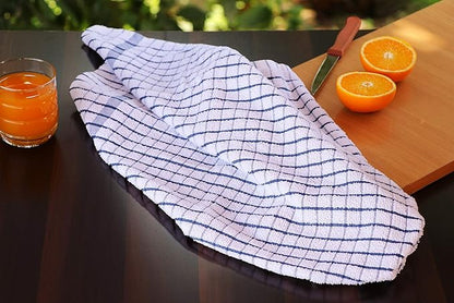 AMOUR INFINI Terry Dish Towels Pack of 4 Highly Absorbent Quick Dry Super Soft 20x28 Inch Kitchen Towel with Hanging Loop for Cleaning & Drying Dishes (Blue)