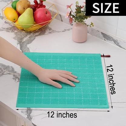 Homaxy 100% Cotton Terry Kitchen Dish Cloths, Ultra Soft and Absorbent Dish Towels for Kitchen, Suitable for Drying and Washing Dishes, 6 Pack, 12 x 12 Inches, Turquoise