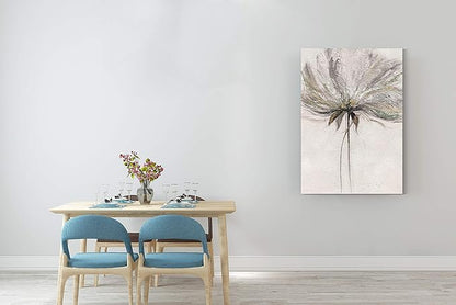 Yihui Arts Hand Painted Abstract Floral Wall Art Pictures Grey White Gold Foil Painting Sand Artwork For Living Room Decoration