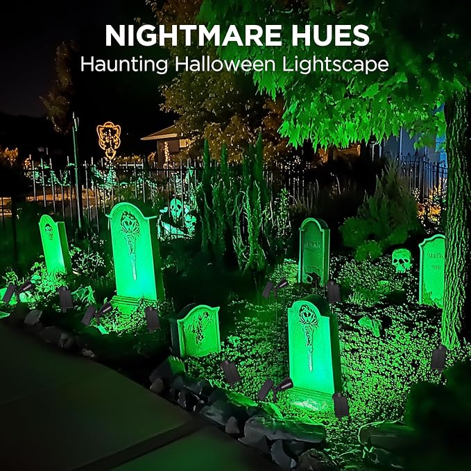InnoGear Solar Lights Outdoor Waterproof Halloween Christmas Solar Garden Light for Outside Yard Landscape Lighting Pathway Spot Lights Spotlight Wall Light Auto On/Off, 2 Pack (Red and Green Light)