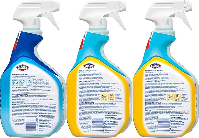 CLOROX Disinfecting All-Purpose Cleaner 32 Oz and Disinfecting Bathroom Cleaner, Household Essentials, 30 Oz, Pack of 3