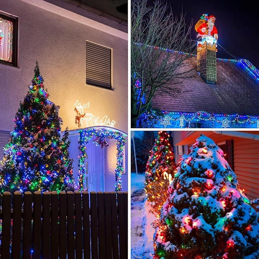 Upgrade Solar String Lights for Outside 4 Pack Total 132FT 400LED String Lights Outdoor with 8 Modes, IP65 Waterproof Outdoor Solar Twinkle Lights, Garden Tree Party Christmas Decorations, Multicolor