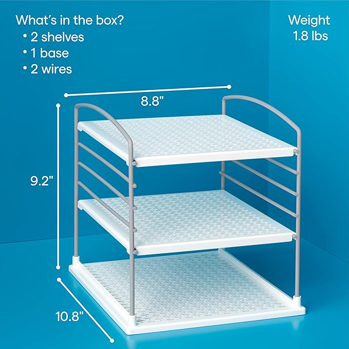 YouCopia UpSpace Cabinet Box Organizer, Adjustable Kitchen Pantry Shelf for Plastic Wrap and Foil Storage, Small Classic Edition