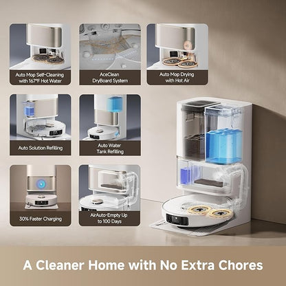 DREAME L50 Ultra Robot Vacuum and Mop White, 19,500Pa Suction, with Auto-Empty and Mop Self-Cleaning, Precise Obstacle Avoidance, HyperStream Detangling DuoBrush