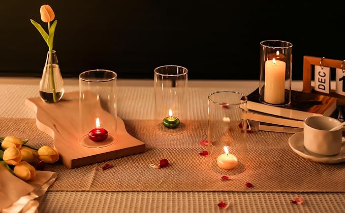 CYS Excel Glass Hurricane Candle Holder – 3" Diameter x 6" Height | Open-Ended Bottomless Cylinder Sleeve, Clear Glass Chimney Tube Cover, 1 Piece