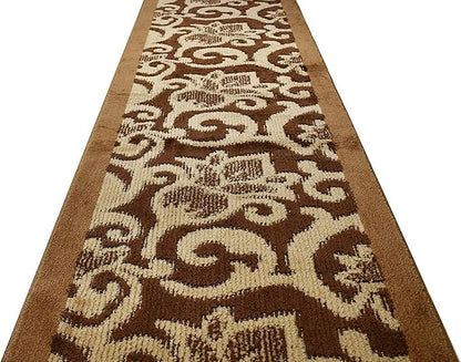 Custom Cut Hallway Runner Rug, Slip Resistant, 31 Inch Wide X Your Choice of Length, Lily Brown, 31 Inch X 28 feet