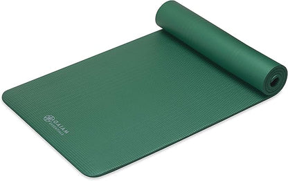 Gaiam Essentials 2/5" Thick (10mm) Yoga & Pilates, Fitness & Exercise Mat with Easy-Cinch Carrier Strap Cushion Support For Fitness and Gym Workouts