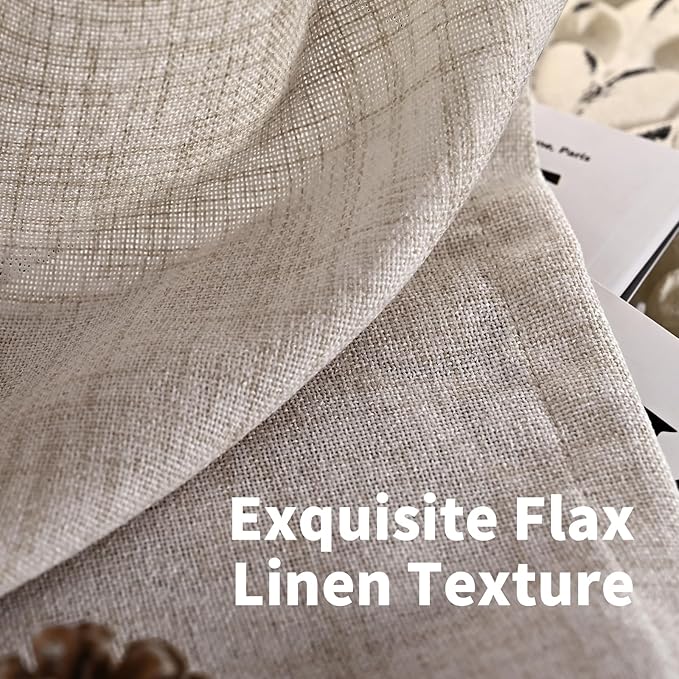 YoungsTex 95 Inches Long Curtains for Living Room 2 Panels - Linen Light Filtering Drapes with Bronze Grommet Netural Floor Length Semi Sheer Window Treatments or Bedroom, 52 X 95 Inch