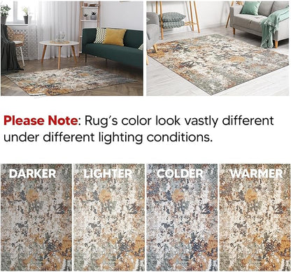 Keen Home Design Area Rugs - 6x9 Non-Shedding, Abstract Rugs for Kitchen, Living Room, Bedroom, Dining Room, Entryway - Size: 5'11" x 9'2", Multi