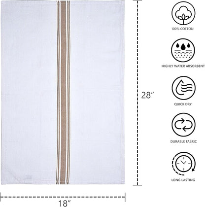 100% Cotton Herringbone Kitchen Towels – Ultra Absorbent, Quick-Dry Dish Towels with Hanging Loop – Soft, Durable & Large 18" x 28"– Beige, Pack of 4