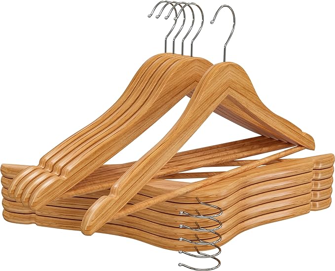 Utopia Home Premium Wooden Hangers 10 Pack - Durable & Slim Coat Hanger - Suit Hangers with 360-Degree Rotatable Hook - Wood Hangers with Shoulder Grooves (Natural Color)