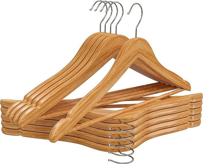 Utopia Home Premium Wooden Hangers 10 Pack - Durable & Slim Coat Hanger - Suit Hangers with 360-Degree Rotatable Hook - Wood Hangers with Shoulder Grooves (Natural Color)