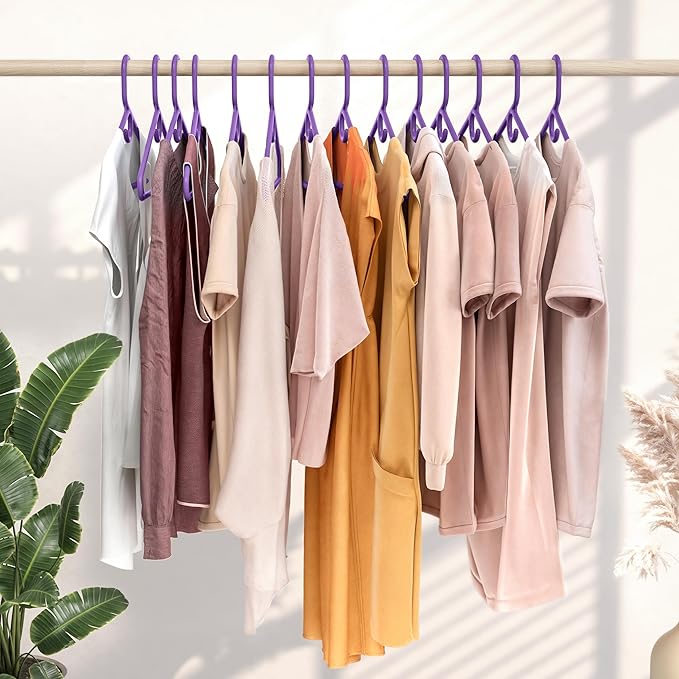 NEATERIZE Ultra Heavy Duty Plastic Clothes Hangers - Purple - Durable Coat, Suit and Clothes Hanger. Perchas De Ropa (12 Pack - Purple)