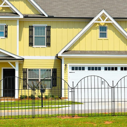 Decorative Metal Garden Fence 10 Panels, 24in (H) x 20ft (L) No Dig Dog Fence Outdoor for Yard, Temporary Rustproof Metal Wire Rabbit Dog Garden Border Fencing for Patio