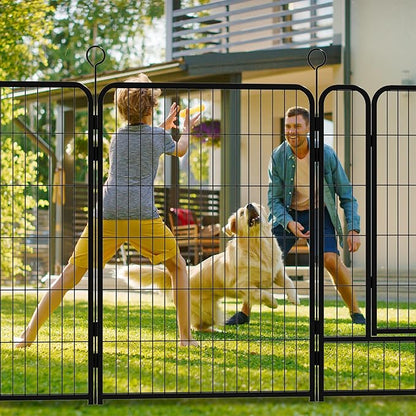 Dog Playpen 40 Inch, 16 Panels Heavy Duty Metal Pet Exercise Pen Indoor Outdoor Fence Panels, Rust-Resistant, Expandable Design, Tool-Free Setup, Anti-Skid, Secure Locking Door for Medium & Large Dogs