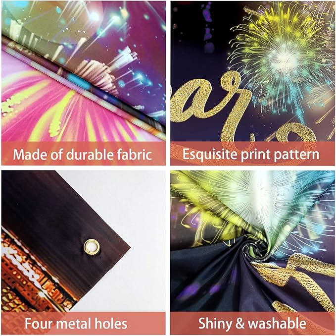 Happy New Year Backdrop,7x5FT New Year Banner 2026 Happy New Year Backdrop Party Decor New Year Eve Party Backdrop Supplies