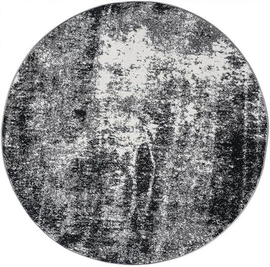 Keen Home Design Area Rugs - 5ft Round Non-Shedding, Abstract Rugs for Kitchen, Living Room, Bedroom, Dining Room, Entryway - Size: 5'3" Round, Abstract Black