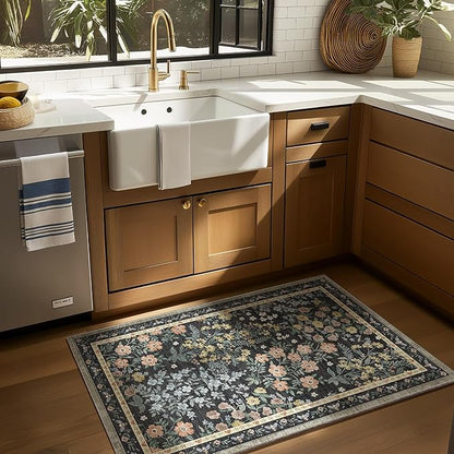 Machine Washable Small Rugs for Entryway: Door Mat Indoor Entrance 2x3 Rug Boho Throw Rug Non-Slip Low Pile Kitchen Rug for Front Door Indoor Entrance Entry Kitchen Bedside Kids Room