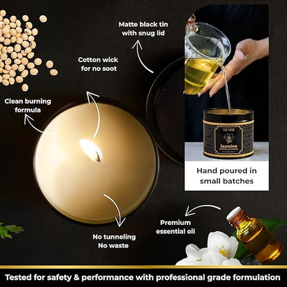 Jasmine Candle Strong Scented Soy Candel Natural Non Toxic Velas Aromáticas Gift for Women Pack of 1 5Oz Decorartive Travel Tin