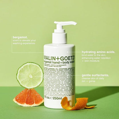 MALIN+GOETZ Women's Bergamot Hand + Body Wash, Clear, 8.45 Fl Oz (Pack of 1)