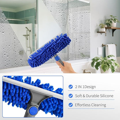Ordenado 62" Window Squeegee Cleaning Kit, 2 in 1 Window Cleaner Tool with Long Handle, Rotatable High Windows Washing Kit for Home & Outdoor, Detachable Washer Tool Squeegee for Shower Glass, Car