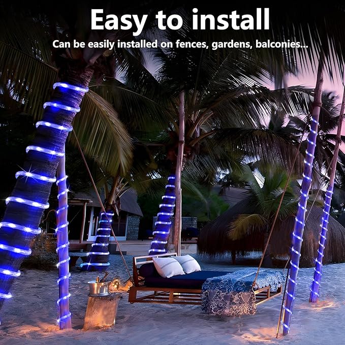 KNONEW 164FT 1000LED Rope Lights for Outside,Outdoor String Lights Waterproof 8 Modes Clear Tube Light for Indoor,Bedroom,Wedding,Garden,Patio,Christmas,Tree,Rv,Holiday Decoration(Blue)