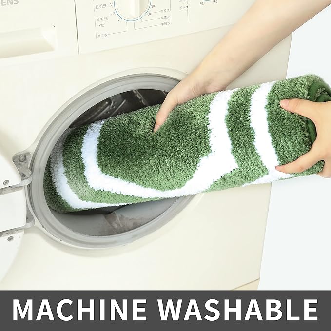 COSY HOMEER Extra Thick Bath Rugs - Anti-Slip Bath Linen Sets Mats Soft Plush 100% Strong Polyester Living Room Bathroom Water Absorbent(Green,17x27 - Inches)