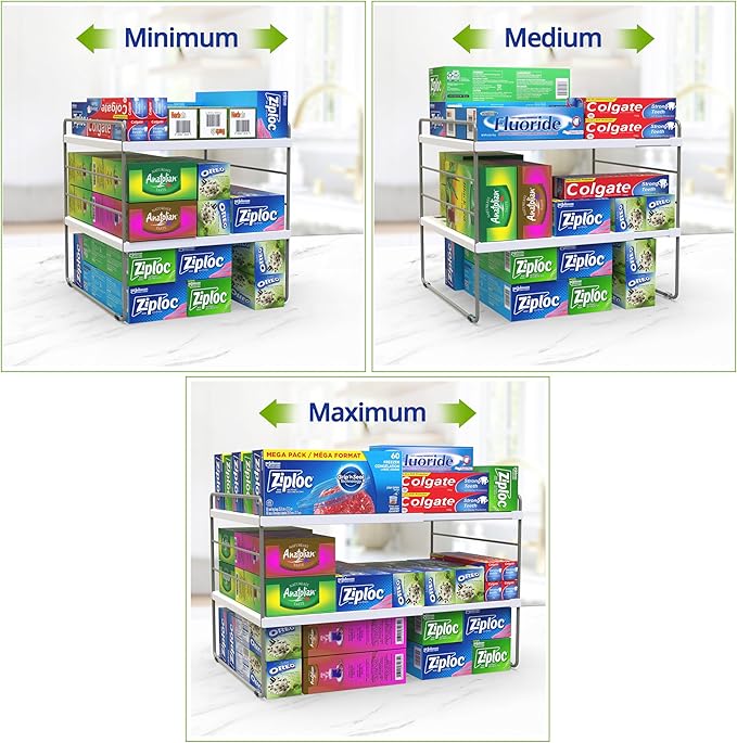 YAN & HIN 3-Tier Pantry Cabinet Organizers and Storage Adjustable Height and Expandable Kitchen Plastic Wrap Organizer Sturdy Aluminum Foil Countertop For Cupboard Multi-Purpose Use