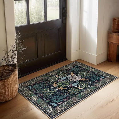 2x3 Washable Throw Rugs for Entryway: Door Mat Indoor Entrance Small Area Rug Non-Slip Low Pile Soft Kitchen Rug for Front Door Indoor Entrance Entry Kids Room Bedside