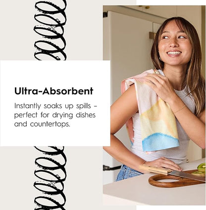 GEOMETRY Spring Kitchen Towels - Quick Dry Microfiber Cloth Spring & Summer Dish Towels for Kitchen Drying - Premium Quick Dry Towel - Sandy Palms, 18" x 30" - 1-Pack
