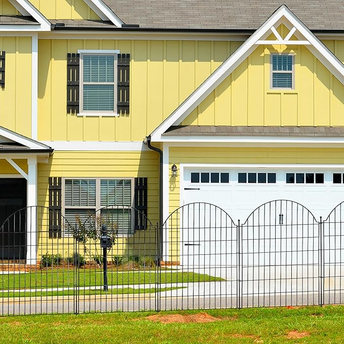 10 Panels No Dig Decorative Garden Fence for Yard, 40in (H) x 23.6ft (L) Rustproof Metal Wire Temporary Dog Fence, Animal Barrier Fencing Patio Panel Border with Temporary Ground Stakes