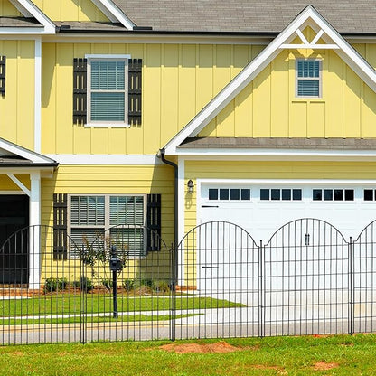 10 Panels No Dig Decorative Garden Fence for Yard, 40in (H) x 23.6ft (L) Rustproof Metal Wire Temporary Dog Fence, Animal Barrier Fencing Patio Panel Border with Temporary Ground Stakes