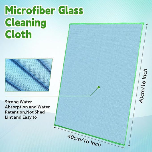Maxcheck 24 Pack Magic Cleaning Cloth, 16 x 16 Inch Microfiber Glass Cleaning Cloths Reusable Lint Free Microfiber Towels for Kitchen Dish, Windows, Mirror, Glass, Car(Blue)