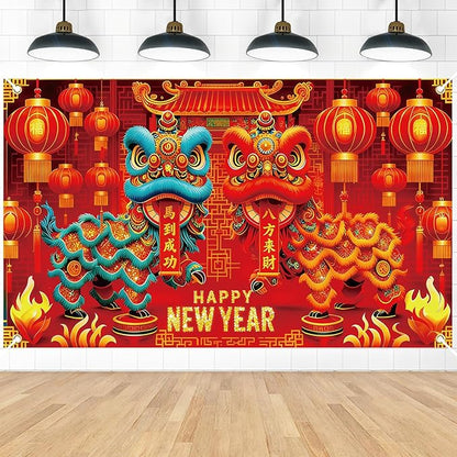 Chinese New Year Decorations 2026, 71x43 Inch Year of The Horse 2026 Banners Backdrops Party Decoration, Lunar New Year Backdrop Chinoiserie Decor for Spring Festival