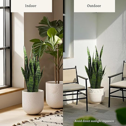 KOL 25.6'' Artificial Snake Plant Sansevieria Indoor, 32 Leaves Lifelike Faux Plants, Home Garden Decoration Mother in Law Tongue 2ft, Fake Potted Houseplant, Green