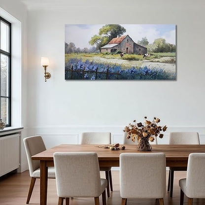 Ardemy Farmhouse Canvas Wall Art for Living Room Rustic Barn Farm Cow Pictures Paintings Wall Decor Vintage Country Artwork Bedroom Bathroom Dining Room Office Decoration, 40"x20"